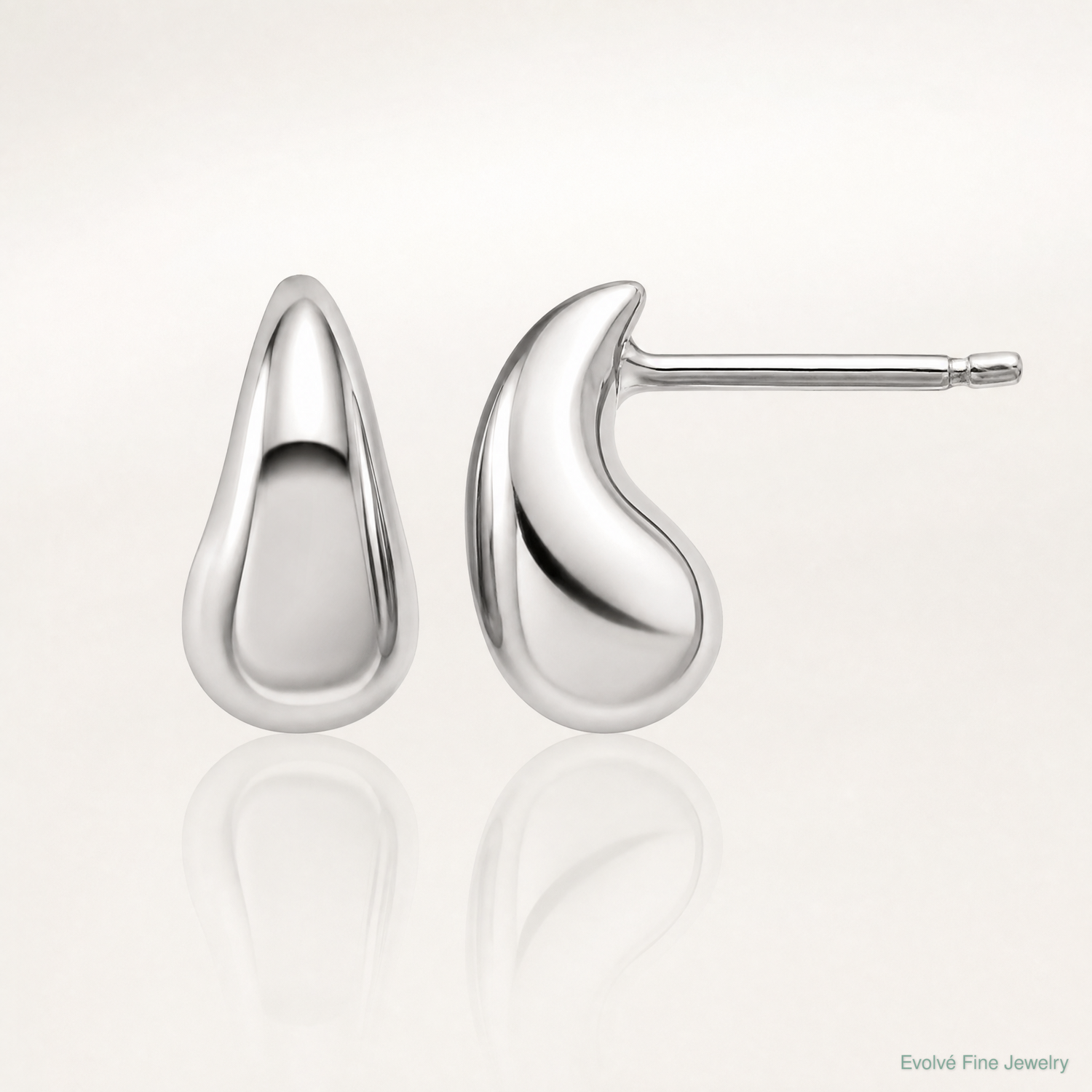 Leslie's Sterling Silver RH-plated Polished Puffed Teardrop Post Earrings - Lifestyle View
