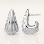 Leslie's Sterling Silver RH-plated Polished Grooved Post J-Hoop Earrings - Lifestyle View