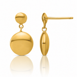 Leslie's Sterling Silver Gold-tone Polished Circle Dangle Post Earrings - Lifestyle View