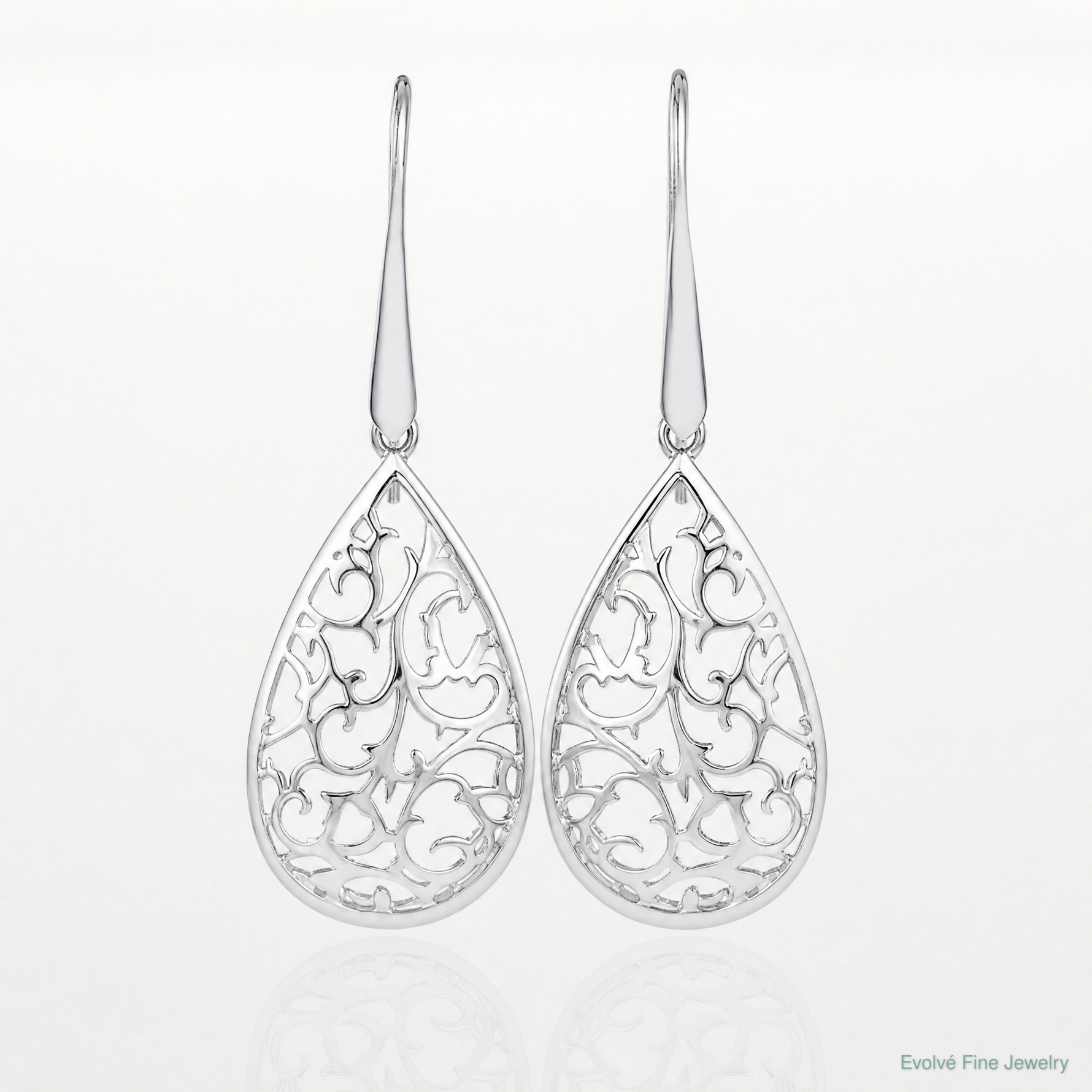 Leslie's Sterling Silver Rhod-pltd Polished Cut-out Teardrop Dangle Earring - Lifestyle View