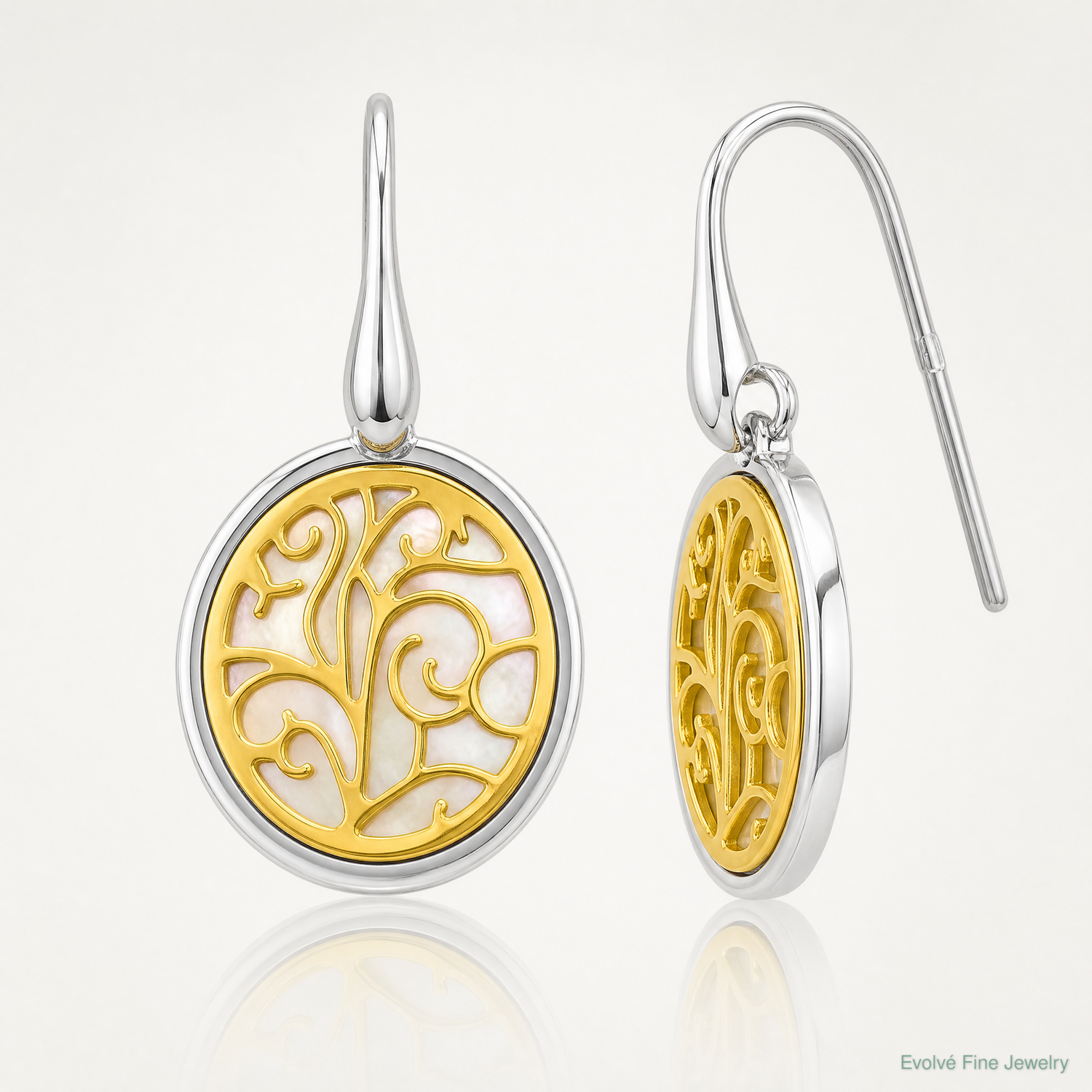 Leslie's Sterling Silver Gold-tone Mother of Pearl Dangle Earrings - Lifestyle View