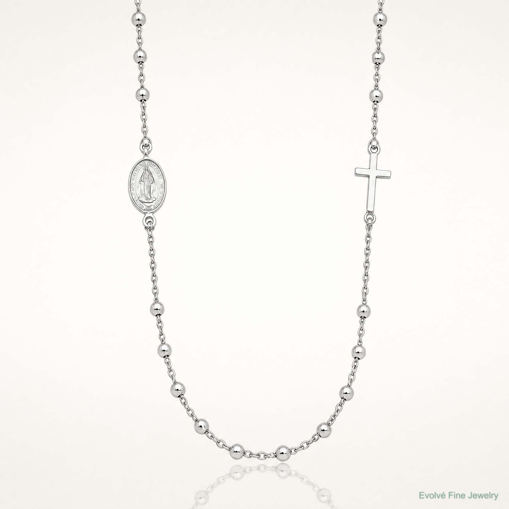Leslie's Sterling Silver Rhod-pl Cross and Miraculous Medal Necklace - Lifestyle View