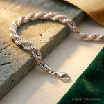 Leslie's Sterling Silver Rhodium-plated Polished Fancy Rope Bracelet - Lifestyle View