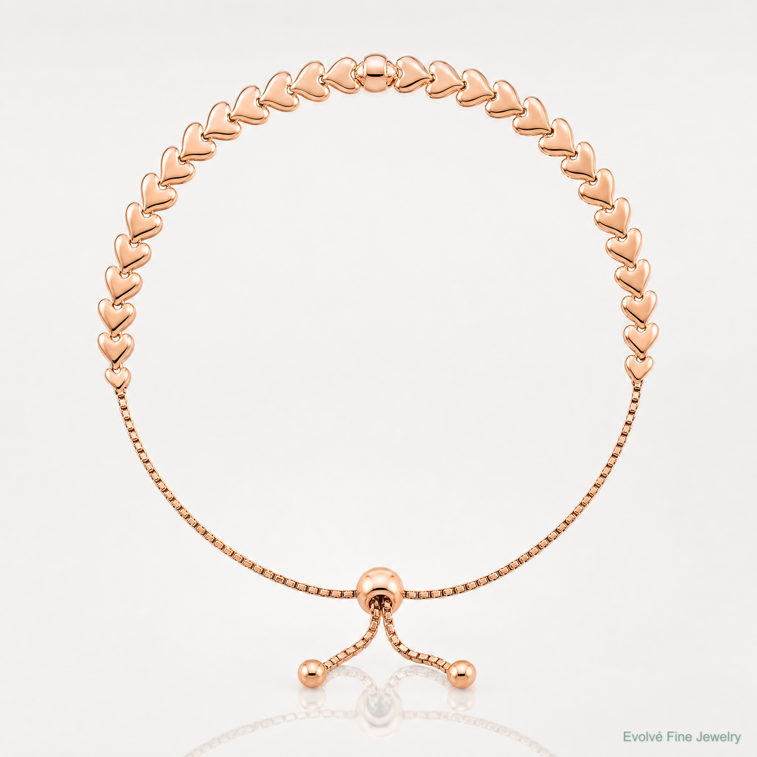 Leslie's Sterling Silver Rose-tone Polished Heart Bolo Bracelet - Lifestyle View