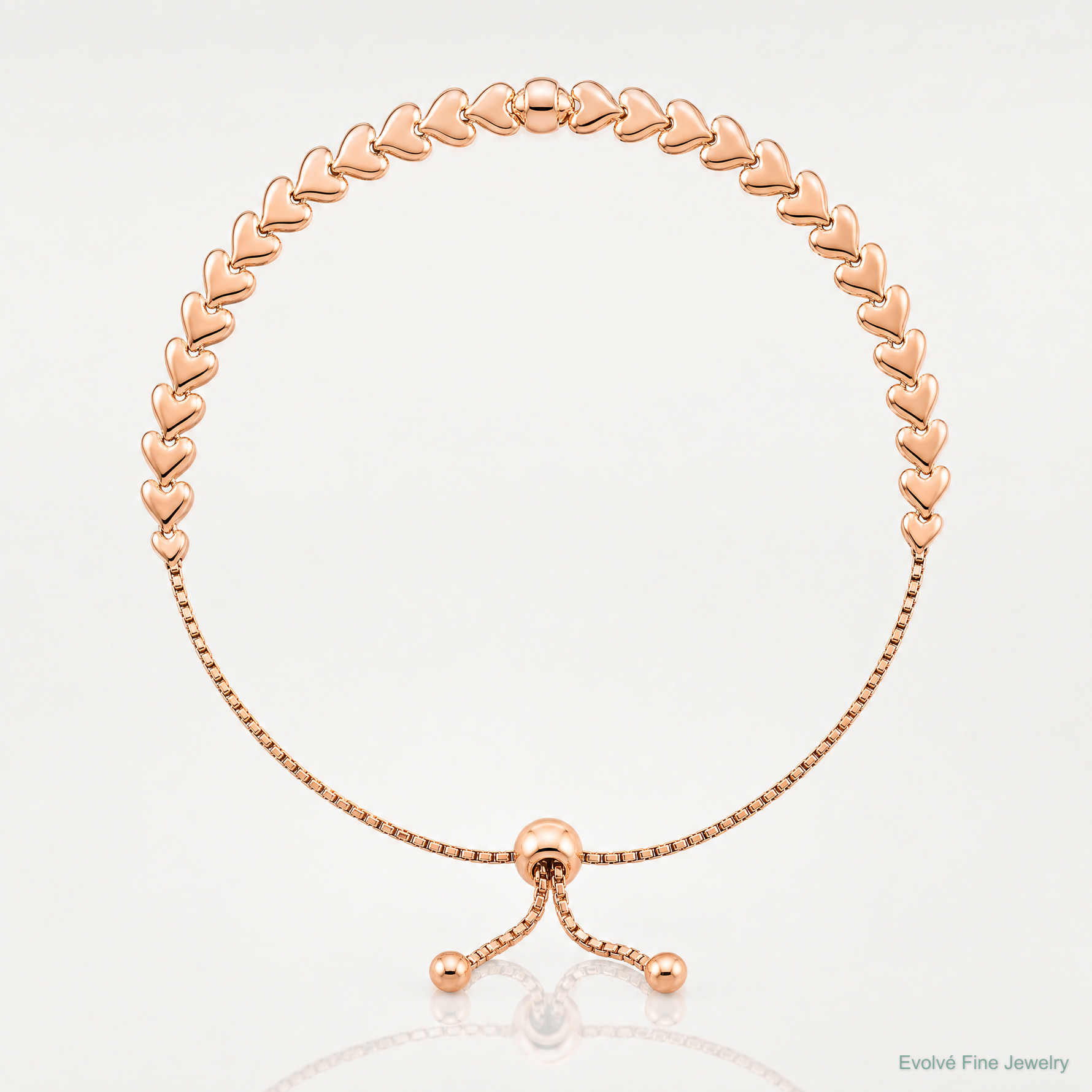 Leslie's Sterling Silver Rose-tone Polished Heart Bolo Bracelet - Lifestyle View