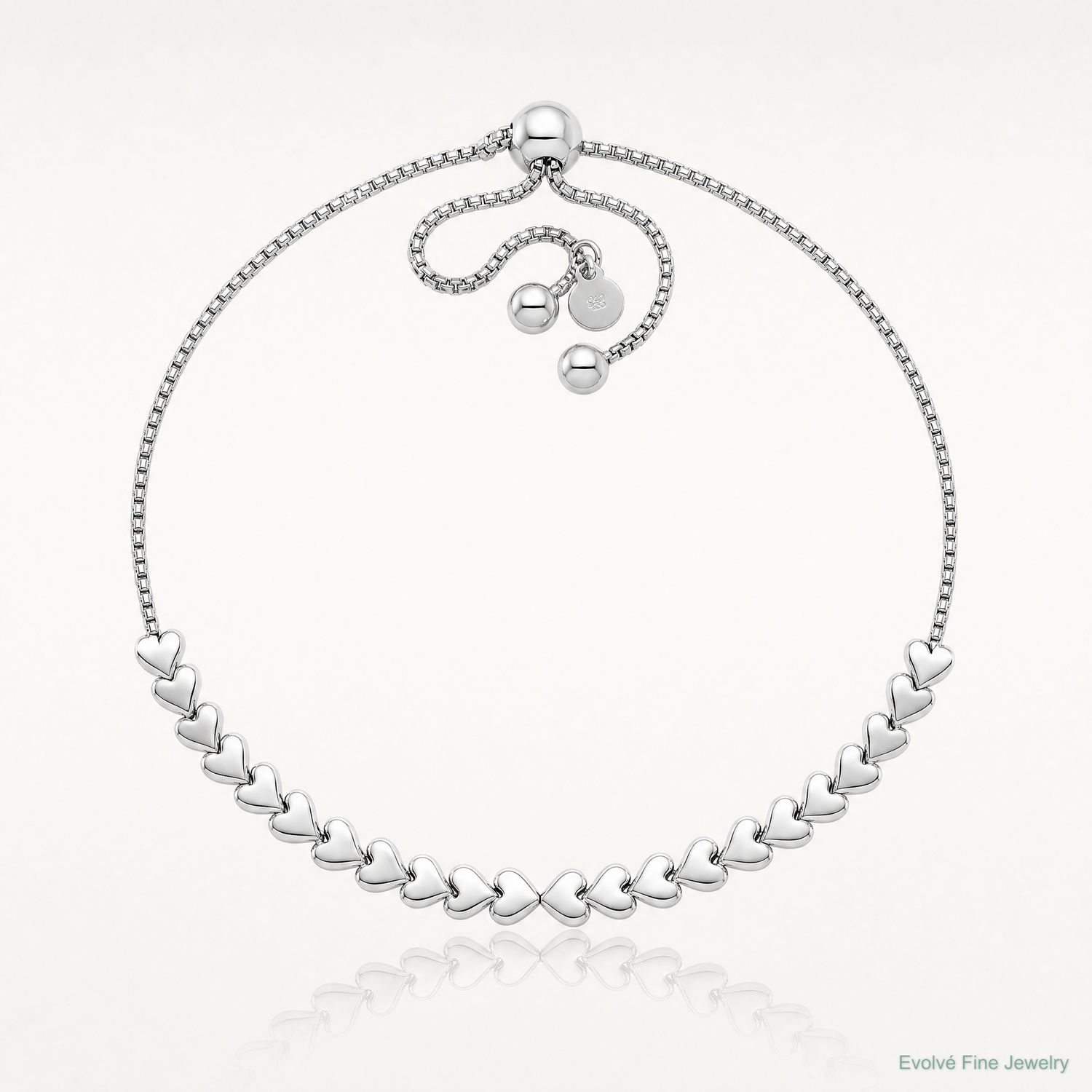 Leslie's Sterling Silver Rhodium-plated Polished Heart Bolo Bracelet - Lifestyle View