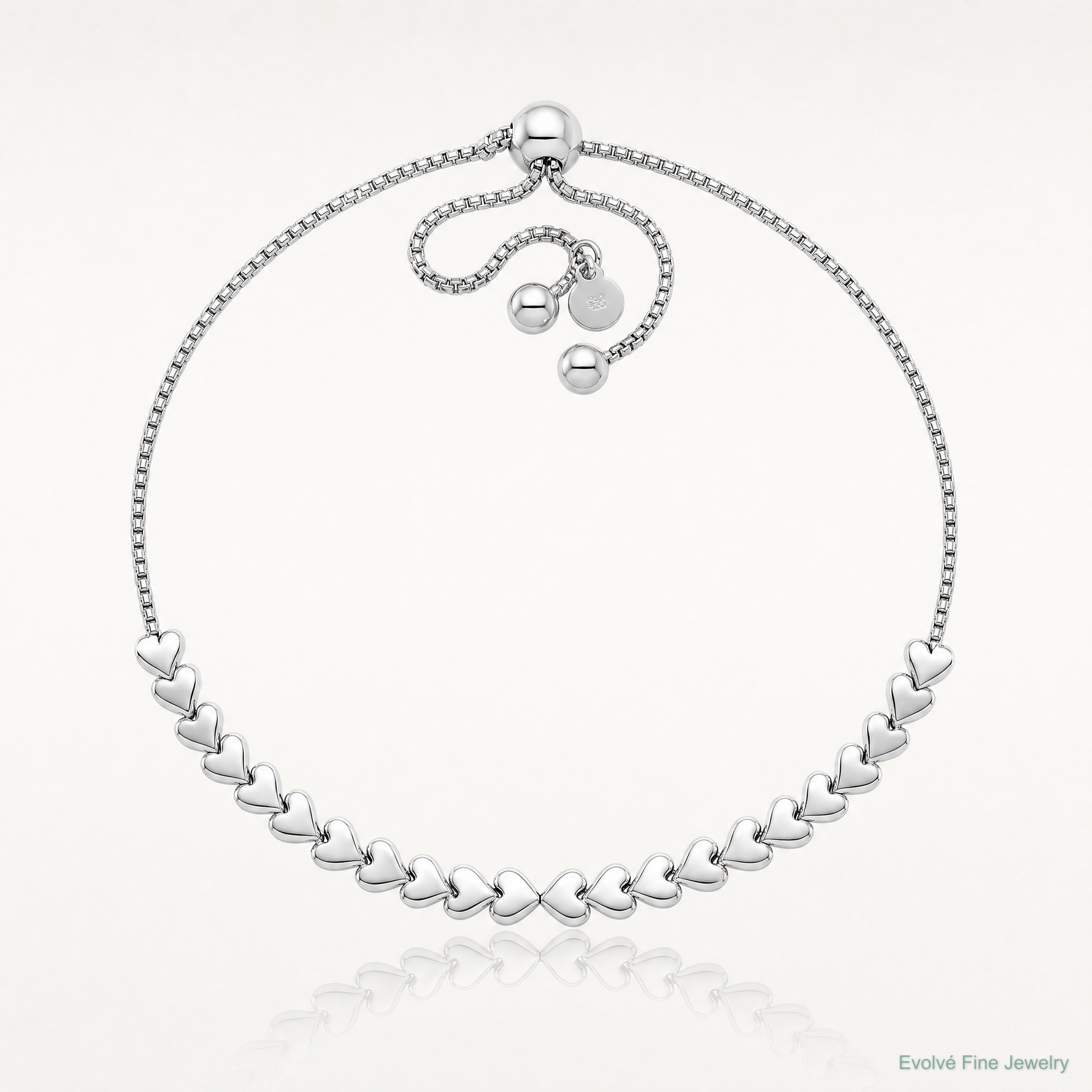 Leslie's Sterling Silver Rhodium-plated Polished Heart Bolo Bracelet - Lifestyle View