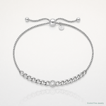 Leslie's Sterling Silver Rhodium-plated Polished CZ Bolo Bracelet - Lifestyle View