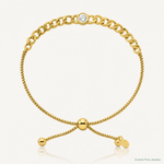 Leslie's Sterling Silver Gold-tone Polished CZ Bolo Bracelet - Lifestyle View