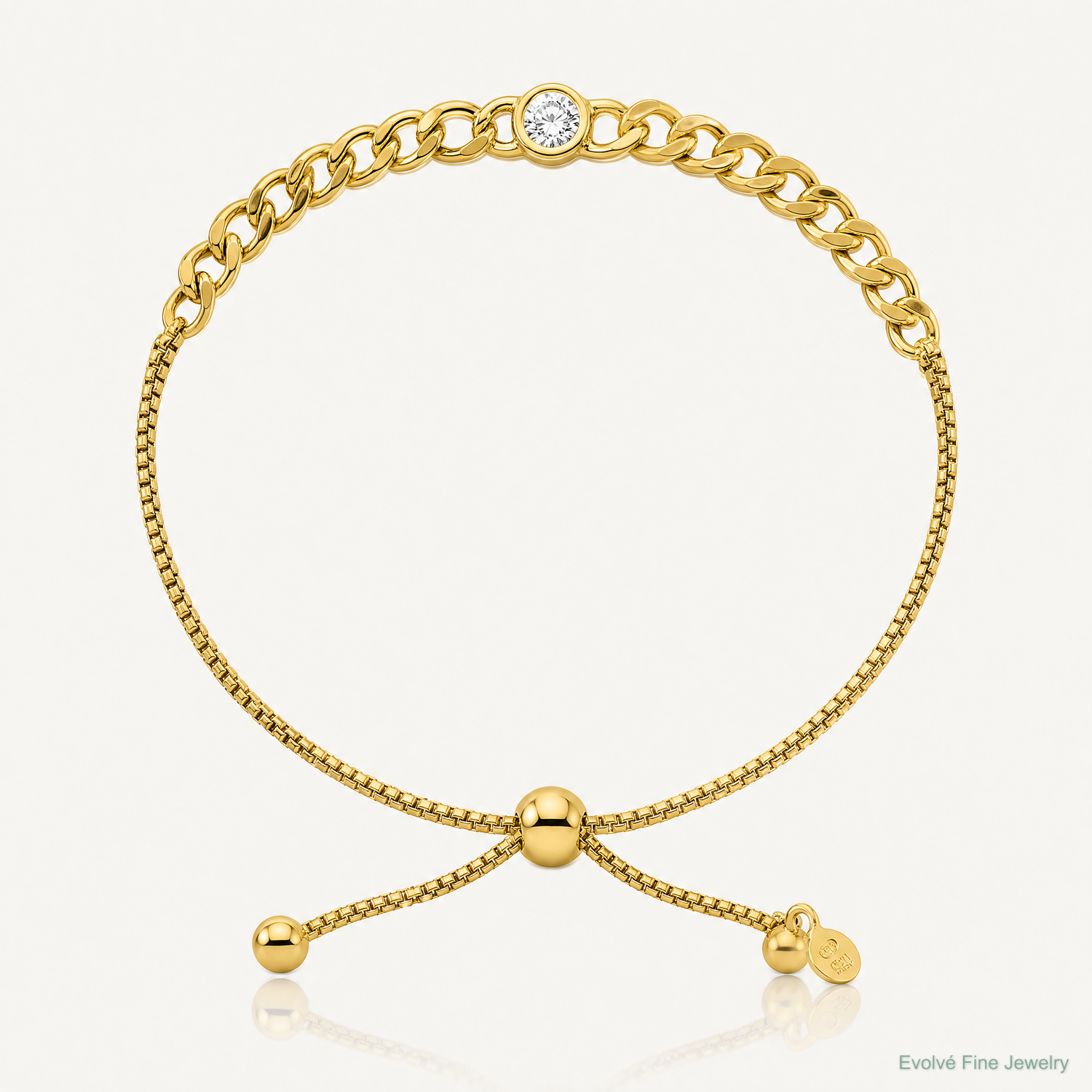Leslie's Sterling Silver Gold-tone Polished CZ Bolo Bracelet - Lifestyle View