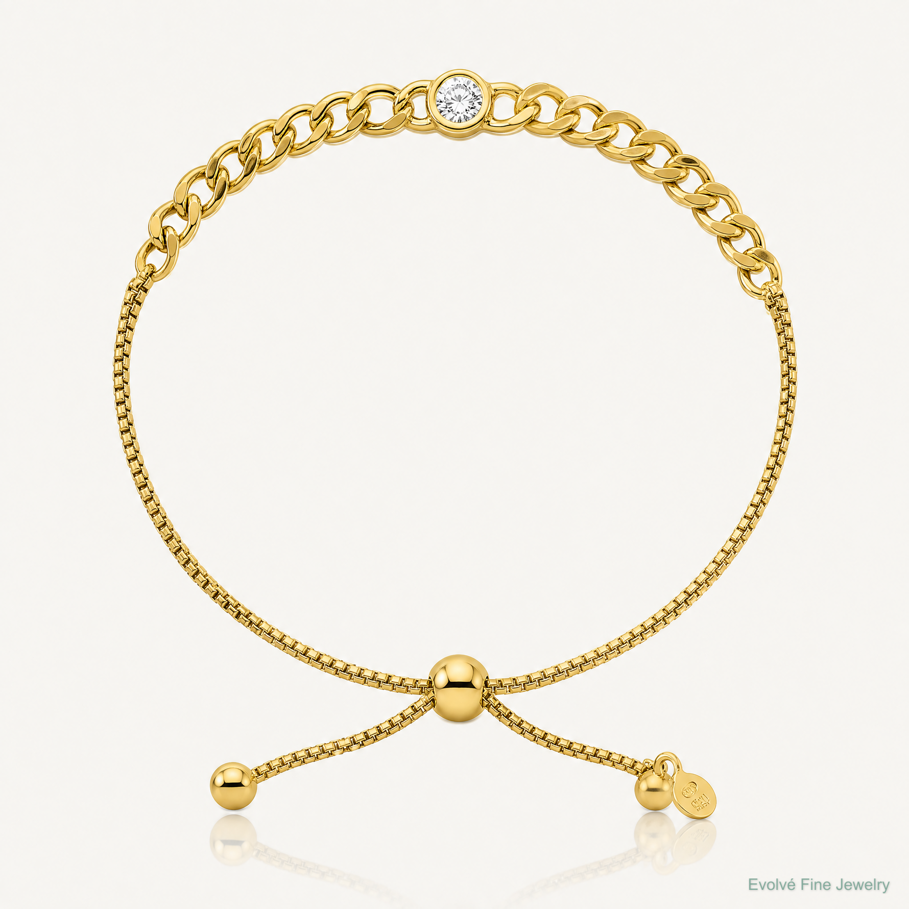 Leslie's Sterling Silver Gold-tone Polished CZ Bolo Bracelet - Lifestyle View