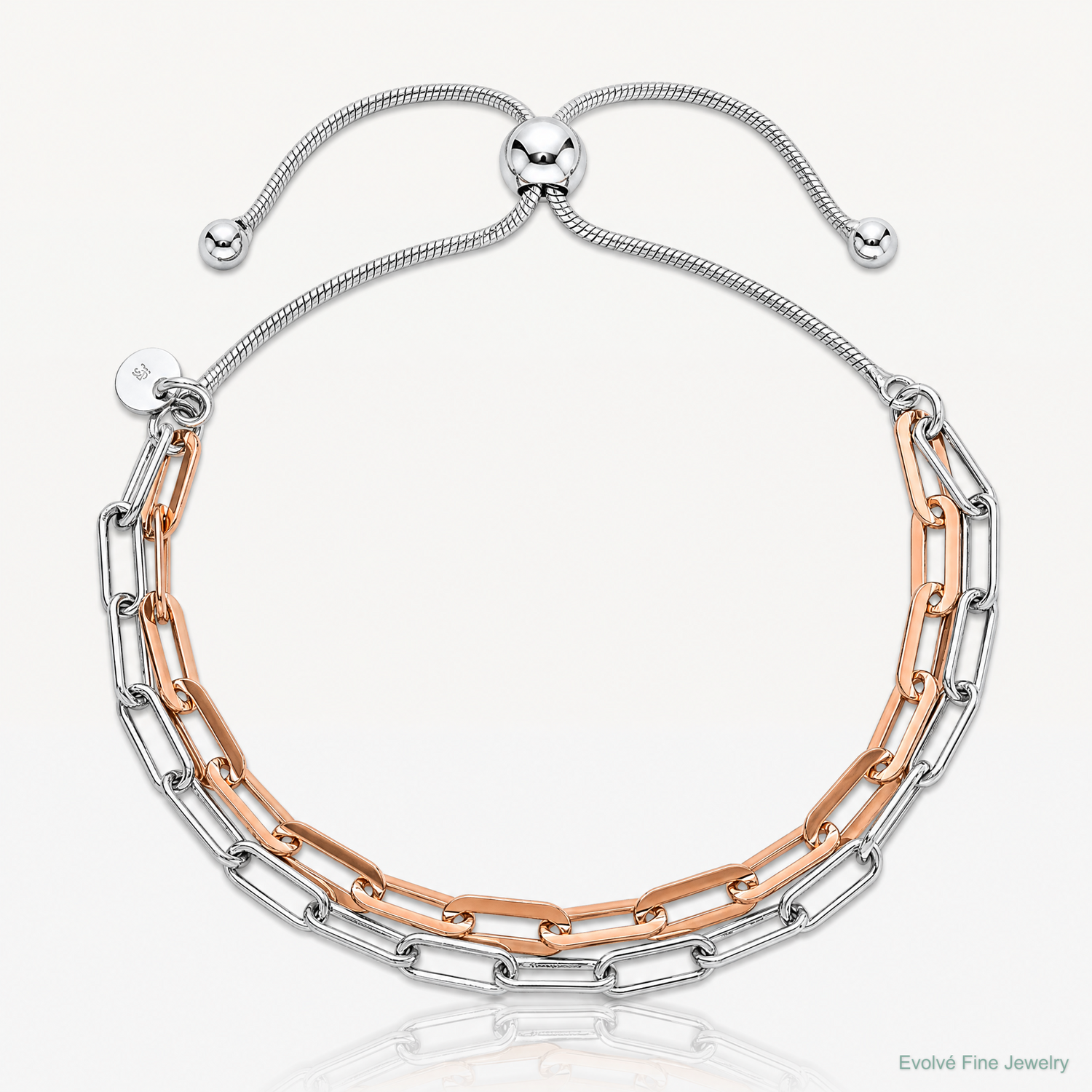 Leslie's Sterling Silver Rh-p & Rose-tone 2-strand Bolo Bracelet - Lifestyle View