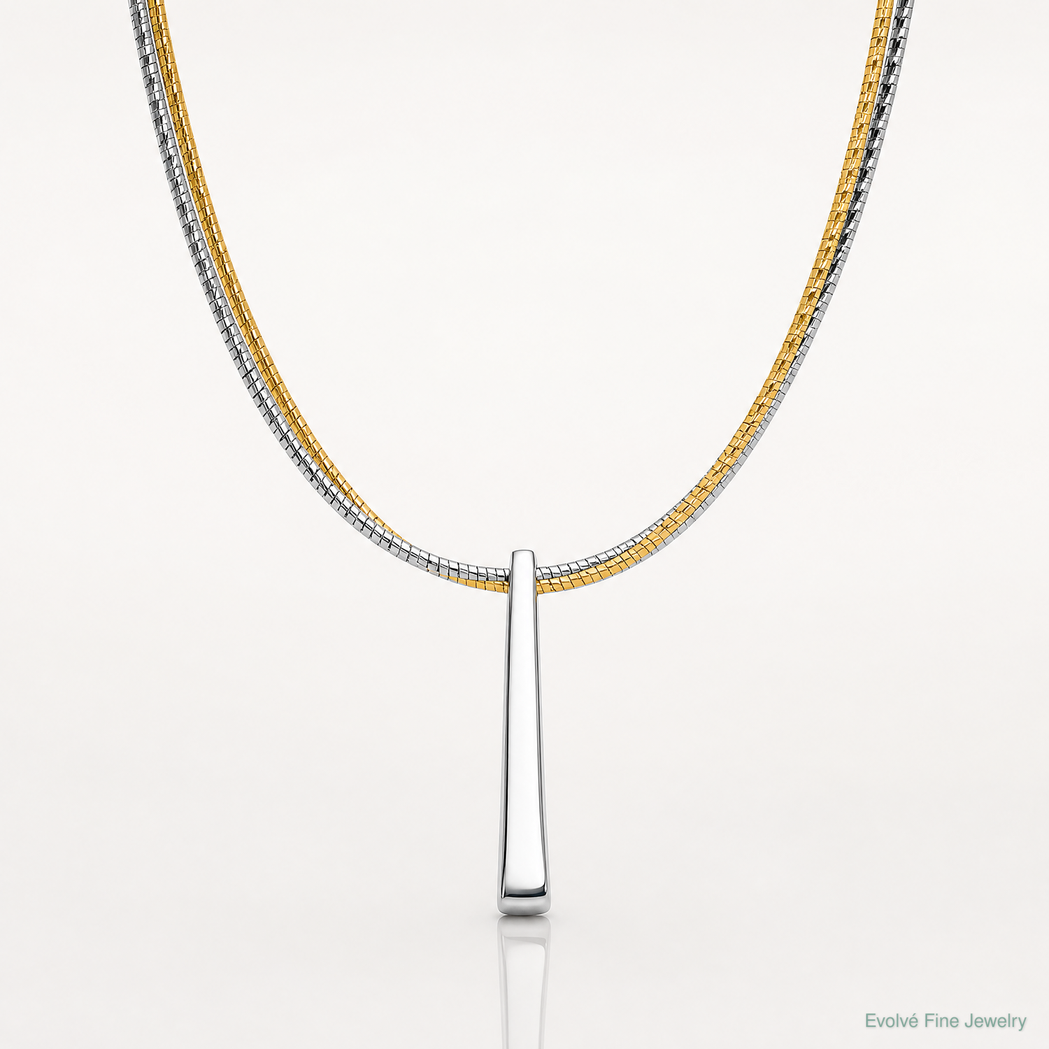 Leslie's SS RH/Gold-plated 2-Wire Tapered Bar w/ 2in Ext. Necklace - Lifestyle View