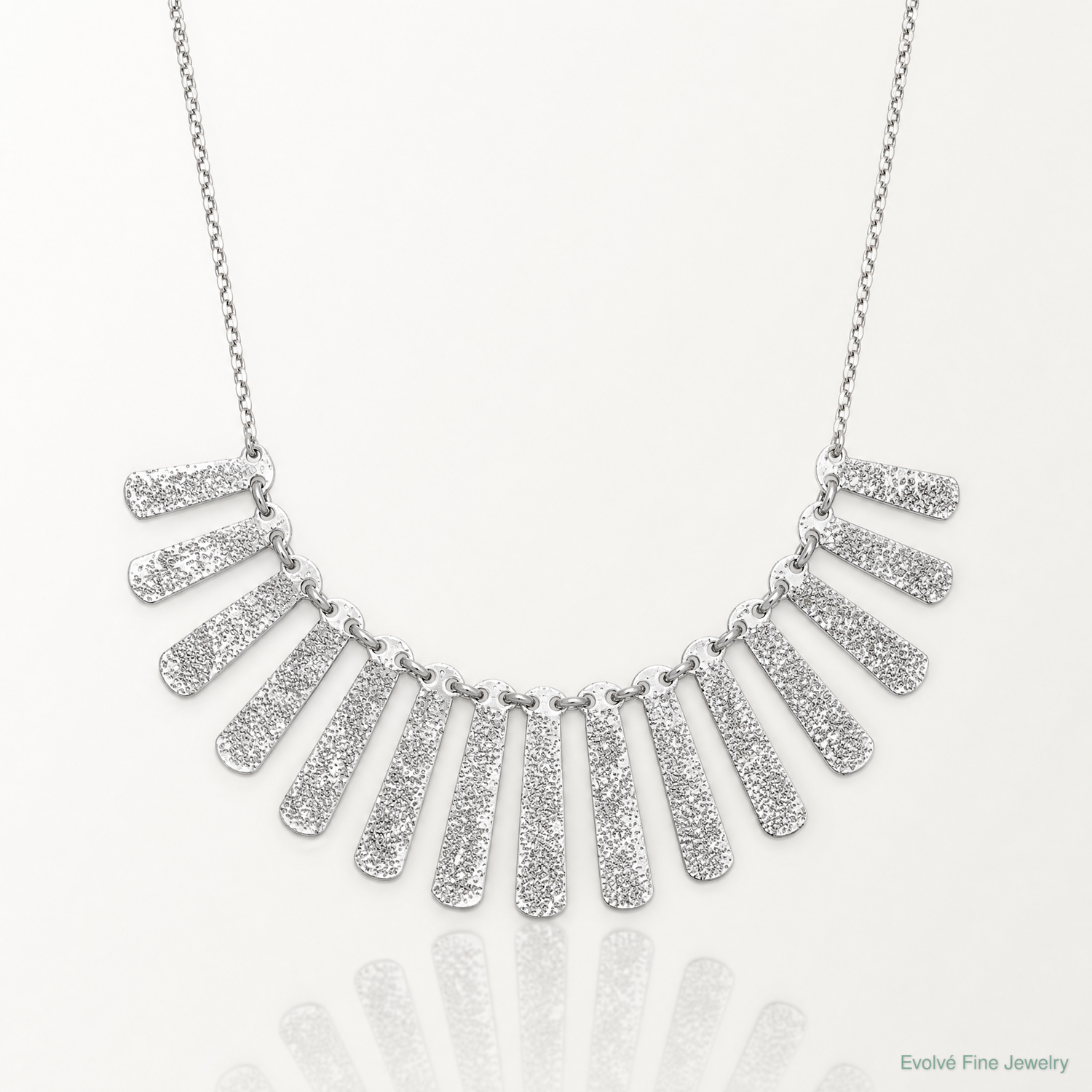 Leslie's SS Radiant Essence Pol/Textured Bars w/ 2in Ext. Necklace - Lifestyle View