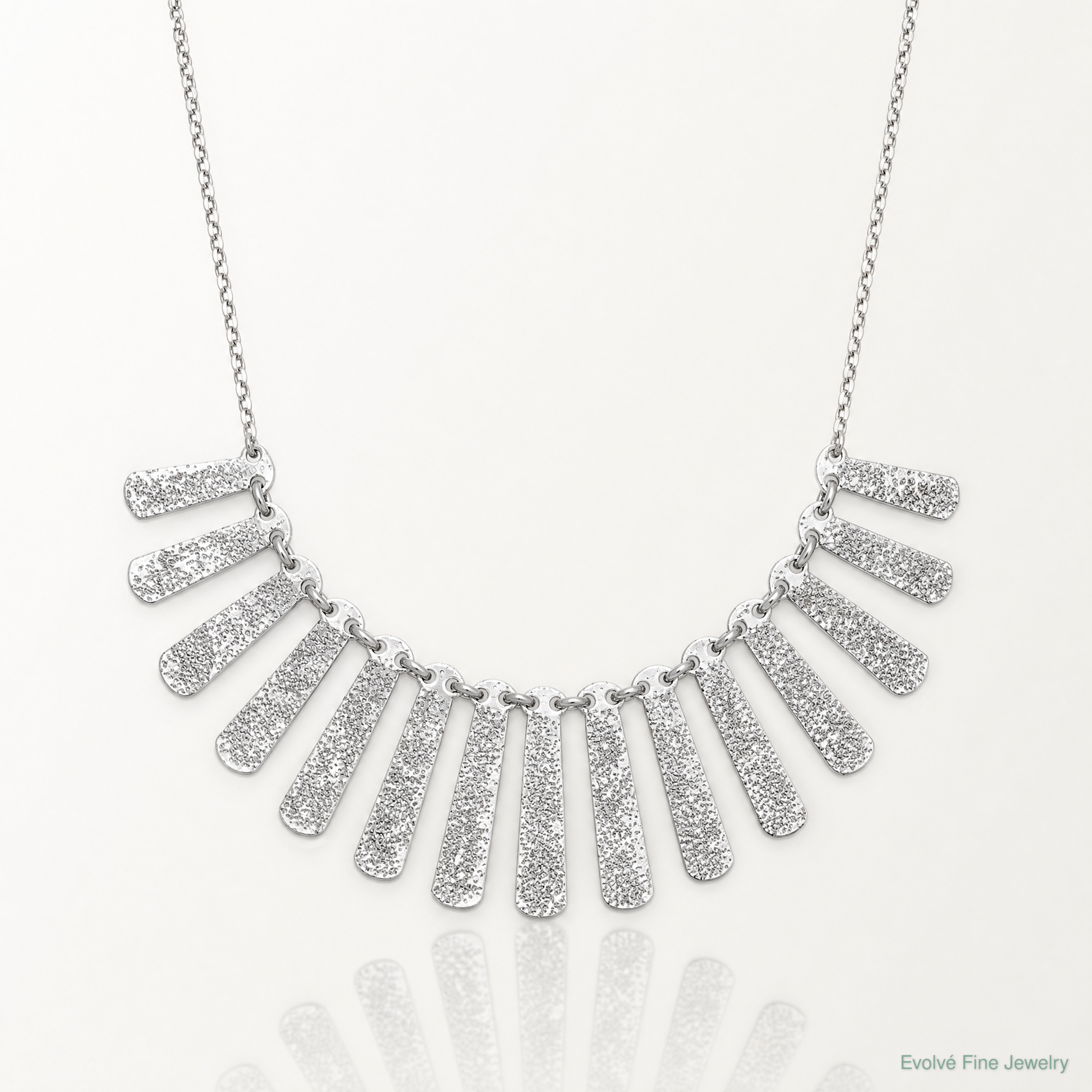 Leslie's SS Radiant Essence Pol/Textured Bars w/ 2in Ext. Necklace - Lifestyle View