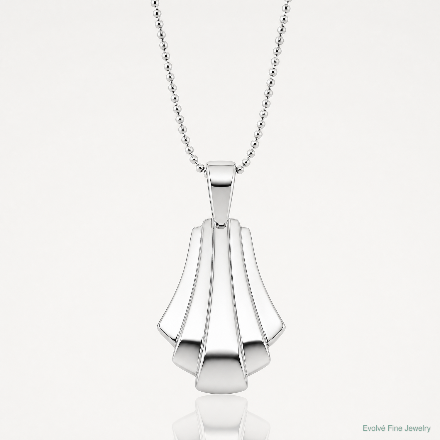 Leslie's Sterling Silver Rh-Plat Polished Fancy Pendant on Beaded Necklace - Lifestyle View