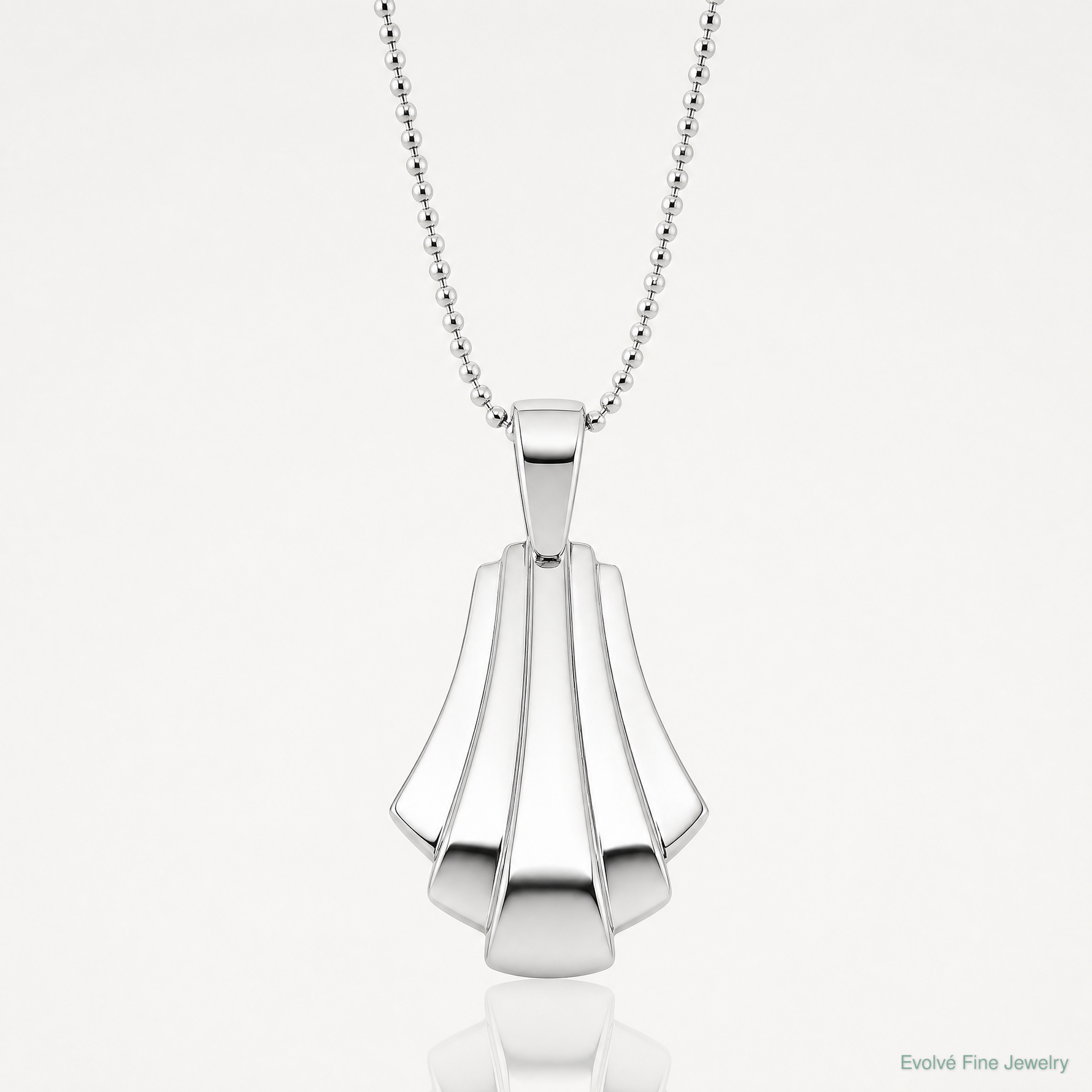 Leslie's Sterling Silver Rh-Plat Polished Fancy Pendant on Beaded Necklace - Lifestyle View