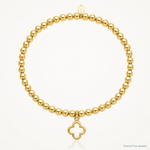 Leslie's Sterling Silver Gold-tone Polished Beads w/Charm Stretch Bracelet - Lifestyle View