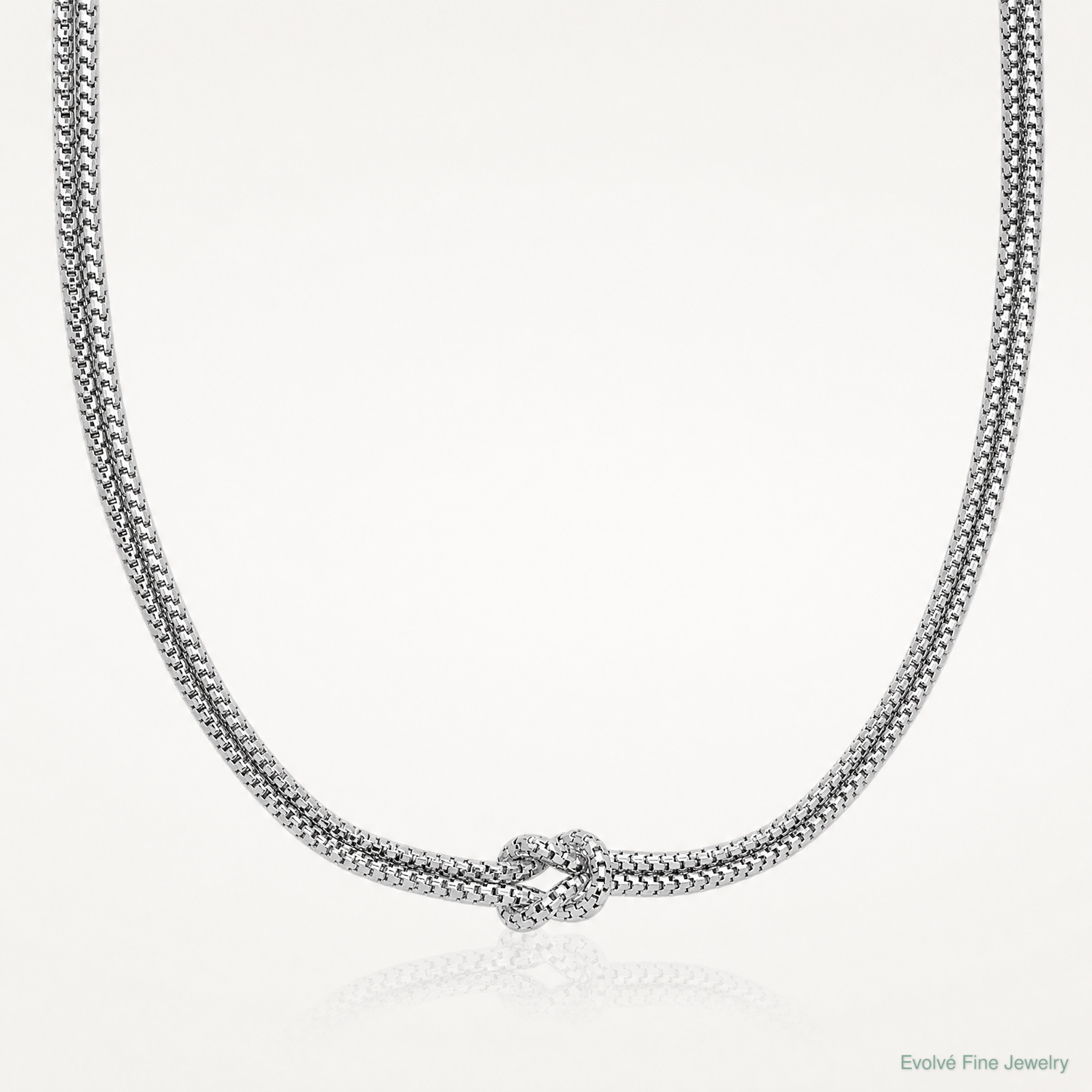 Leslie's Sterling Silver RH-plat Pol. 2-Strand Knot w/2in ext. Necklace - Lifestyle View