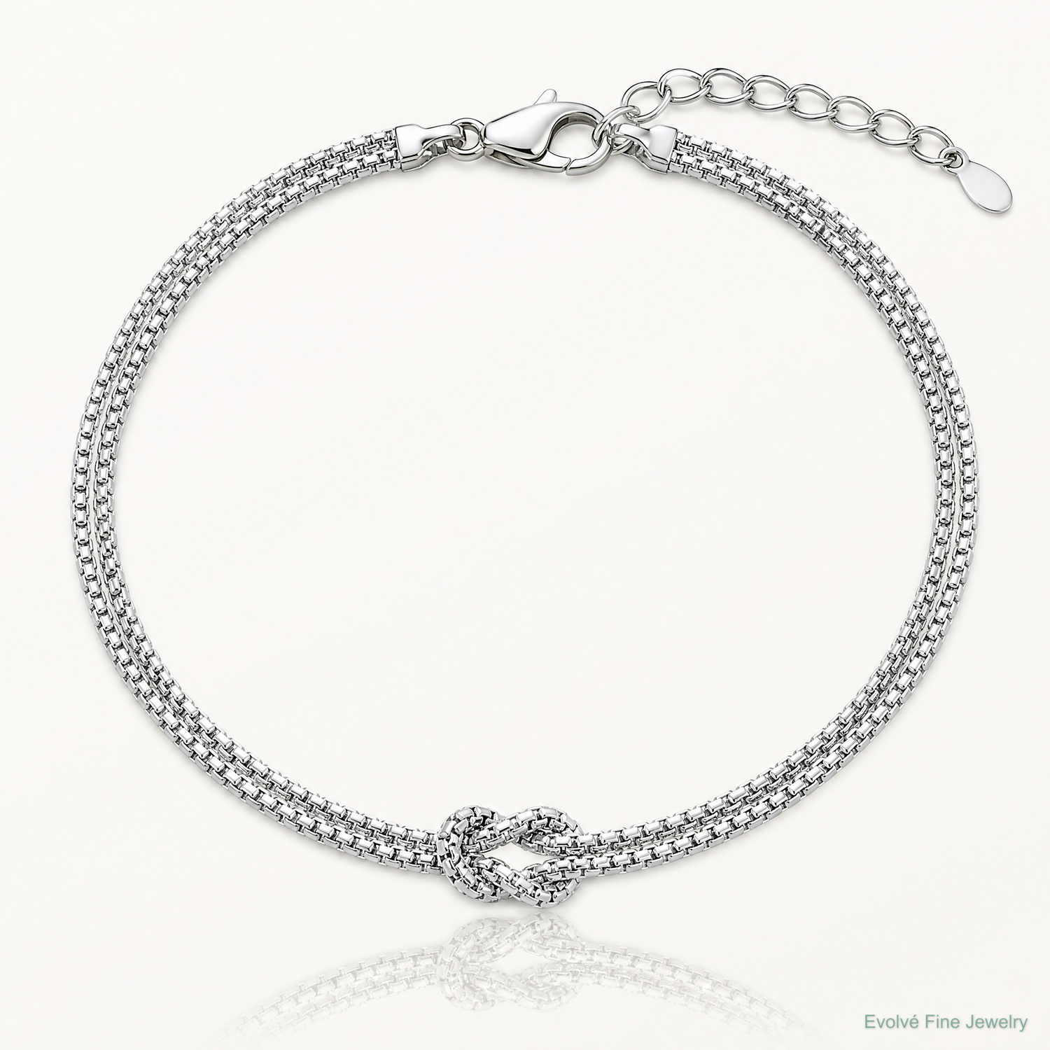 Leslie's Sterling Silver RH-plt Pol. 2-Strand Knot w/1in ext. Bracelet - Lifestyle View