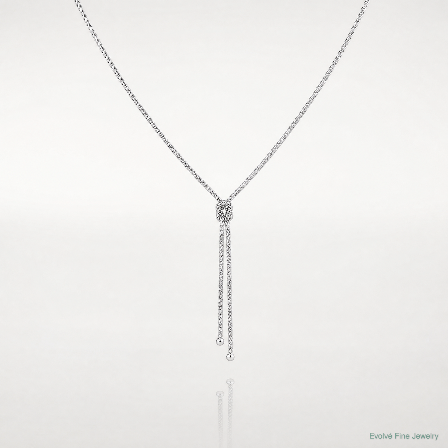 Leslie's Sterling Silver RH-plated Pol. w/Knot Drop w/2in ext. Necklace - Lifestyle View