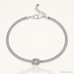 Leslie's Sterling Silver RH-plt Pol. 2-strand Knot w/1in ext. Bracelet - Lifestyle View