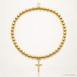 Leslie's Sterling Silver Gold-tone Pol. Cross Beaded Stretch Bracelet - Lifestyle View