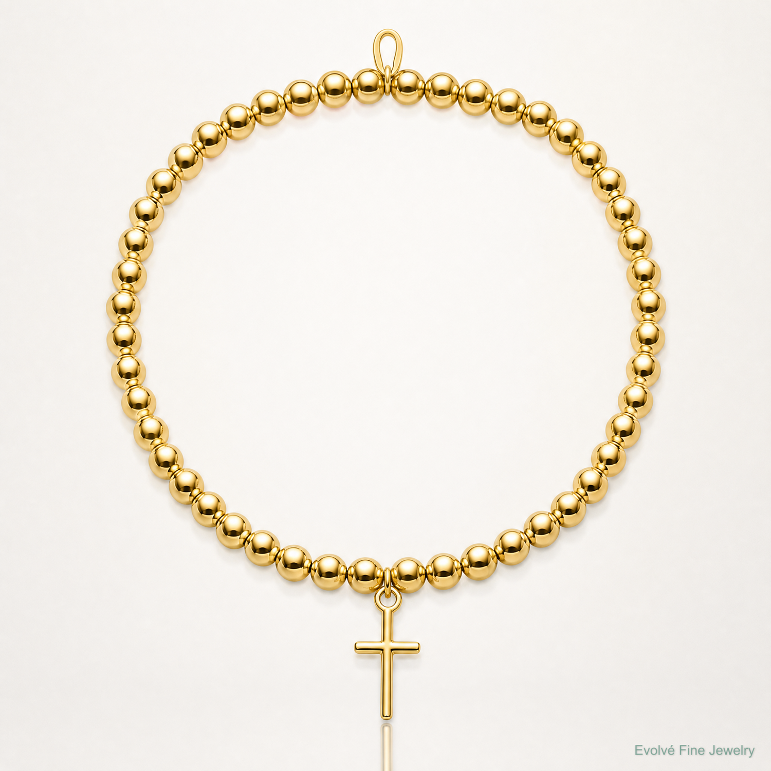 Leslie's Sterling Silver Gold-tone Pol. Cross Beaded Stretch Bracelet - Lifestyle View