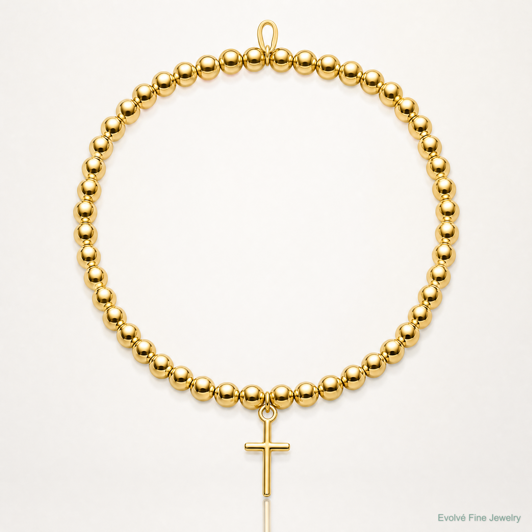 Leslie's Sterling Silver Gold-tone Pol. Cross Beaded Stretch Bracelet - Lifestyle View