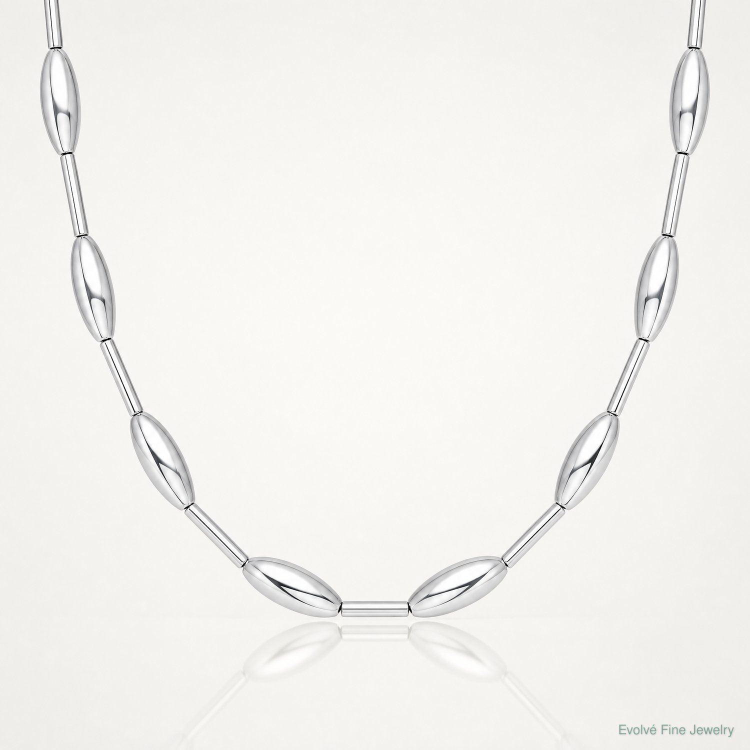 Leslie's Sterling Silver RH-plat Polish Oval Beaded w/2in ext. Necklace - Lifestyle View