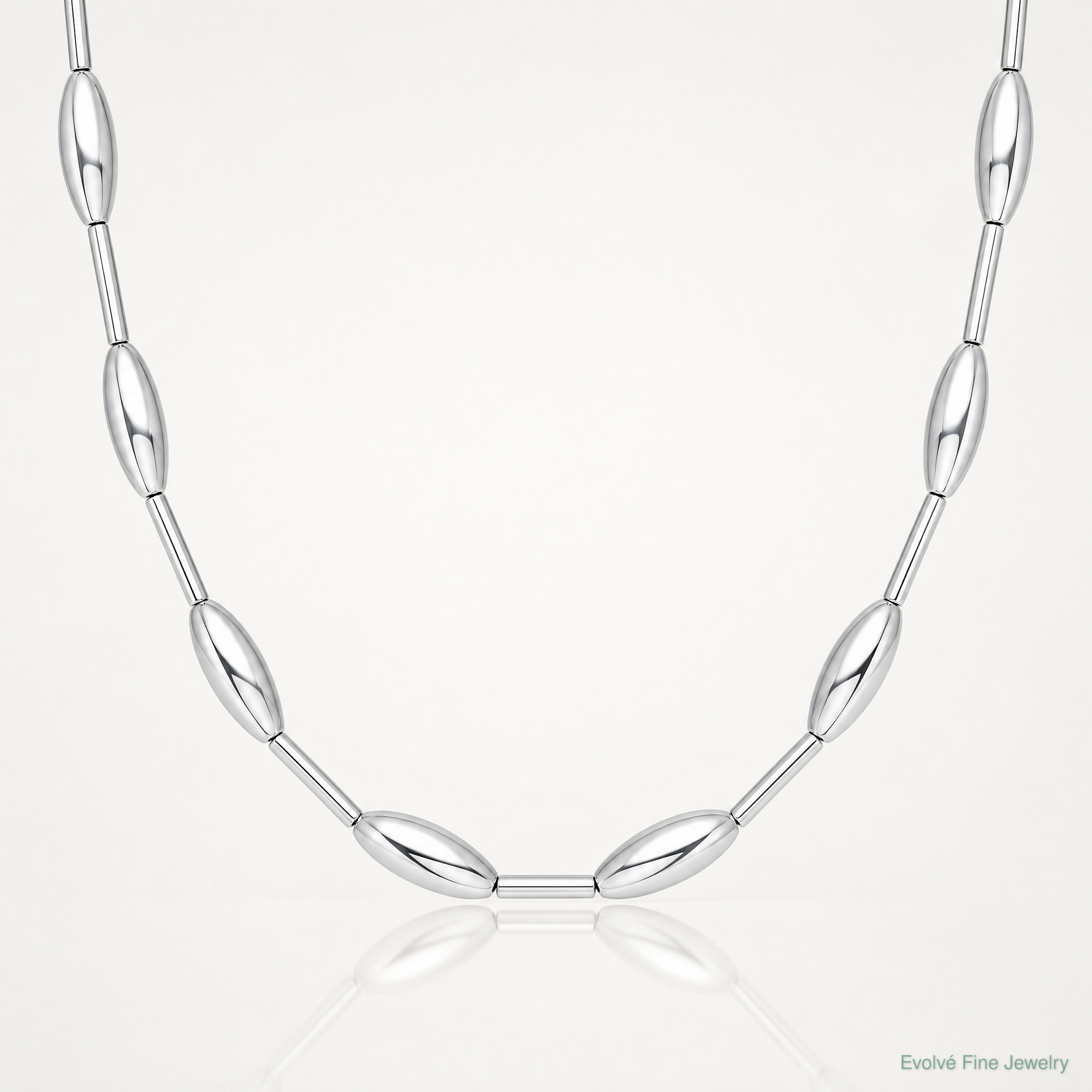 Leslie's Sterling Silver RH-plat Polish Oval Beaded w/2in ext. Necklace - Lifestyle View
