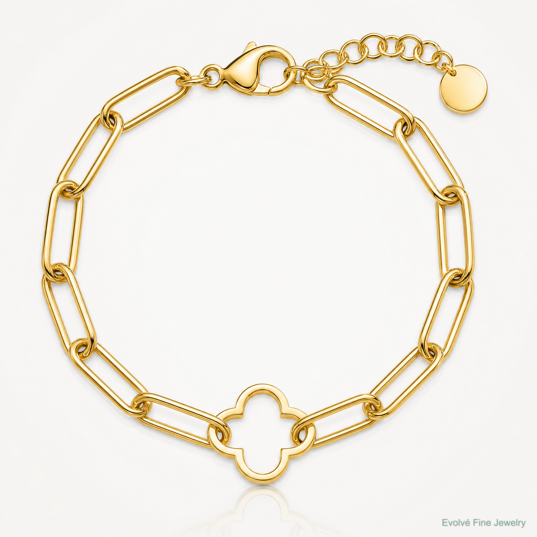 Leslie's Sterling Silver Gold-plated Clover Fancy Link w/1in ext. Bracelet - Lifestyle View