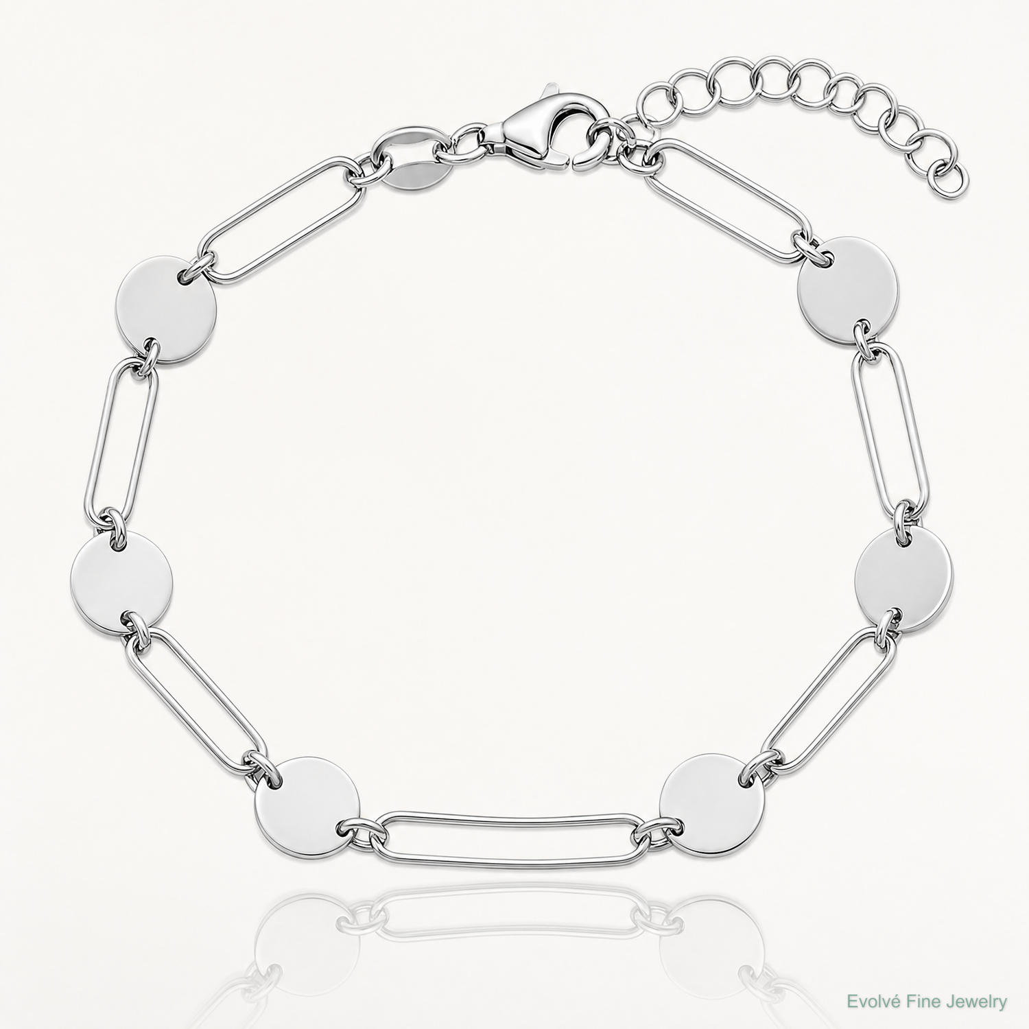 Leslie's Sterling Silver RH-plated Polished Circle and Link w/ 1in ext. Bra - Lifestyle View