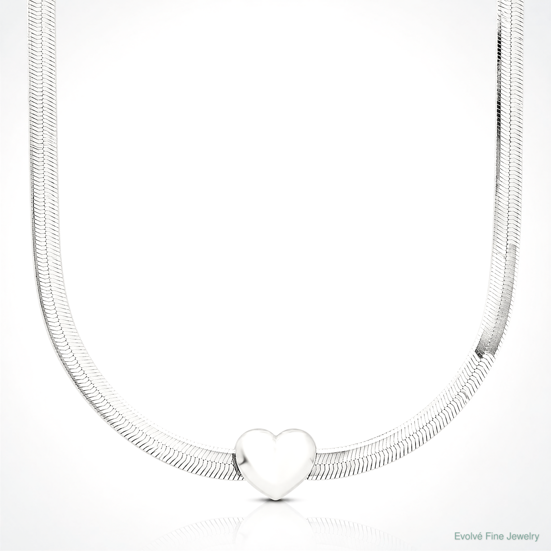 Leslie's Sterling Silver RH-plated Polished Heart Herringbone w/ 2in ext. N - Lifestyle View