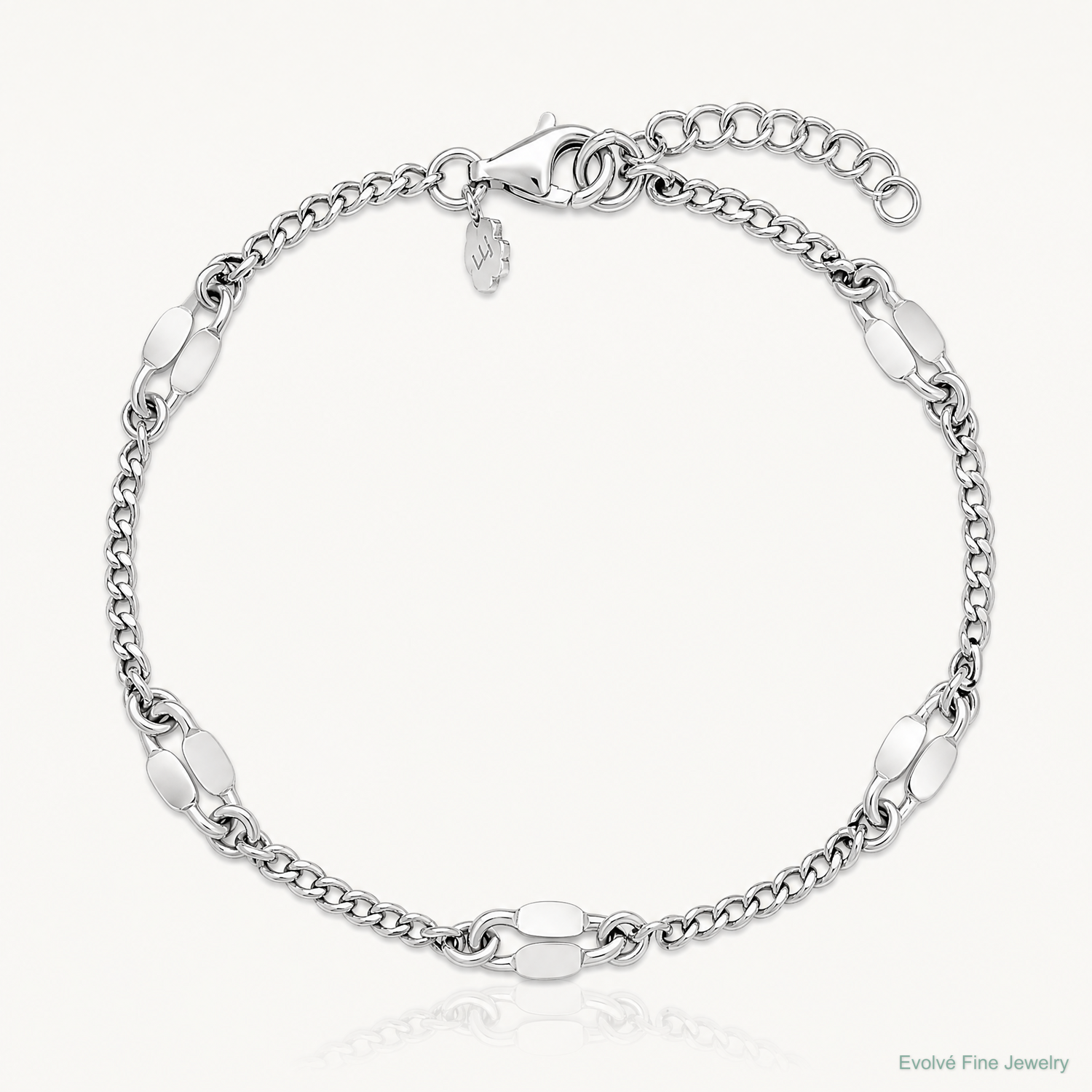 Leslie's Sterling Silver RH-plated Fancy Link w/1in ext. Bracelet - Lifestyle View