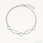 Leslie's Sterling Silver RH-plated Geometric 2-strand w/1in ext. Bracelet - Lifestyle View