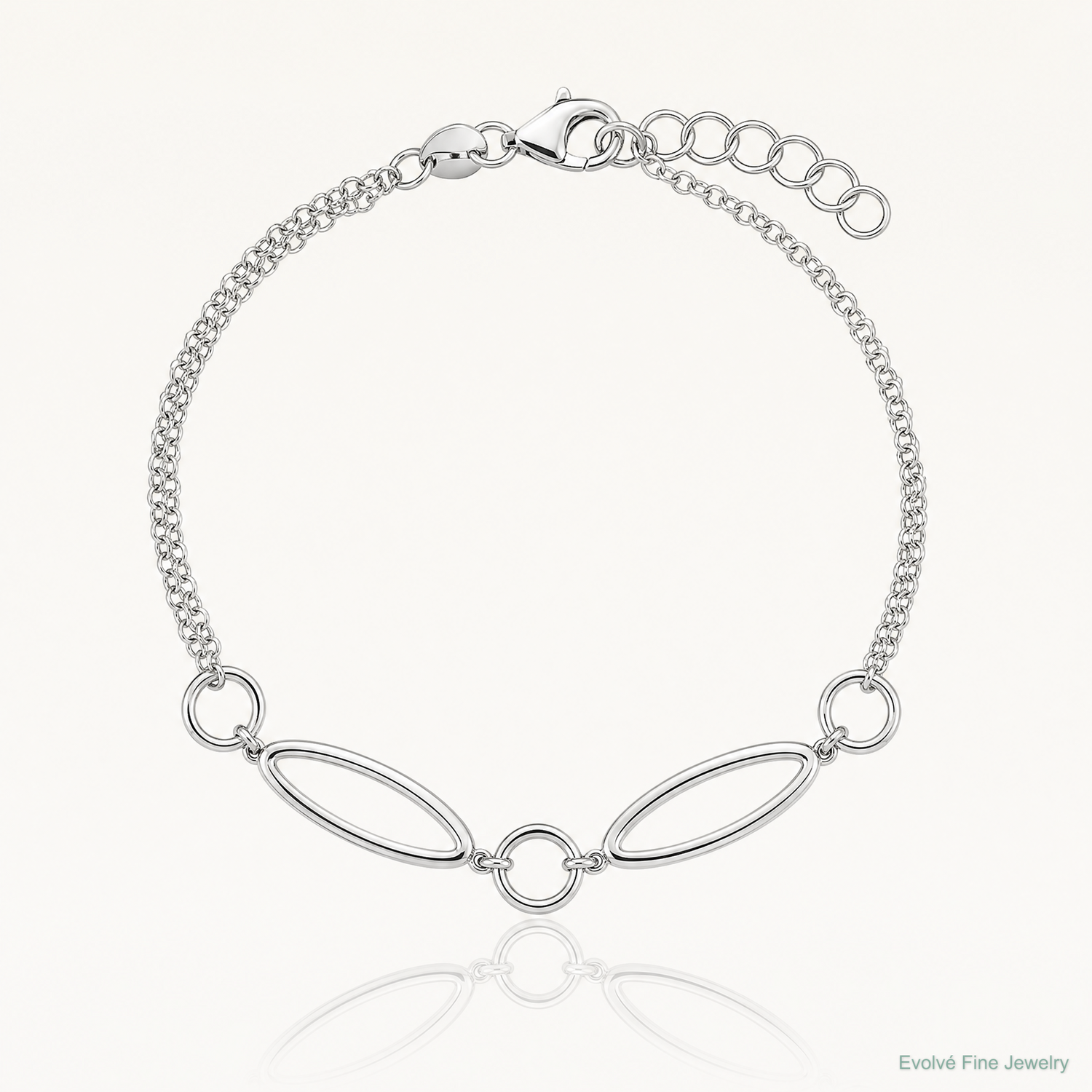 Leslie's Sterling Silver RH-plated Geometric 2-strand w/1in ext. Bracelet - Lifestyle View