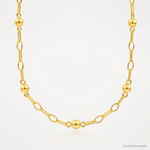 Leslie's Sterling Silver Gold-tone pol. Beaded Link w/2in ext. Necklace - Lifestyle View