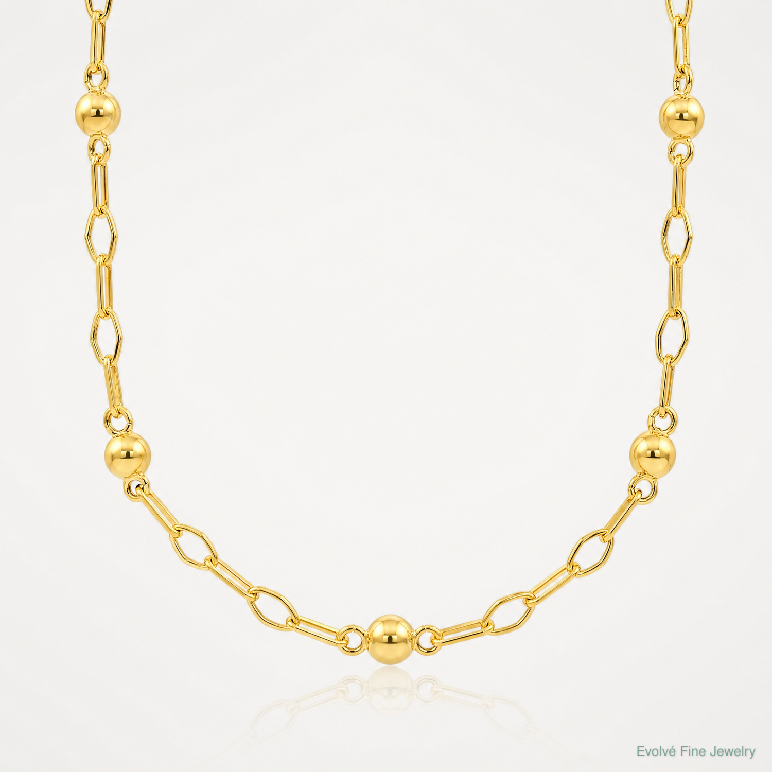 Leslie's Sterling Silver Gold-tone pol. Beaded Link w/2in ext. Necklace - Lifestyle View