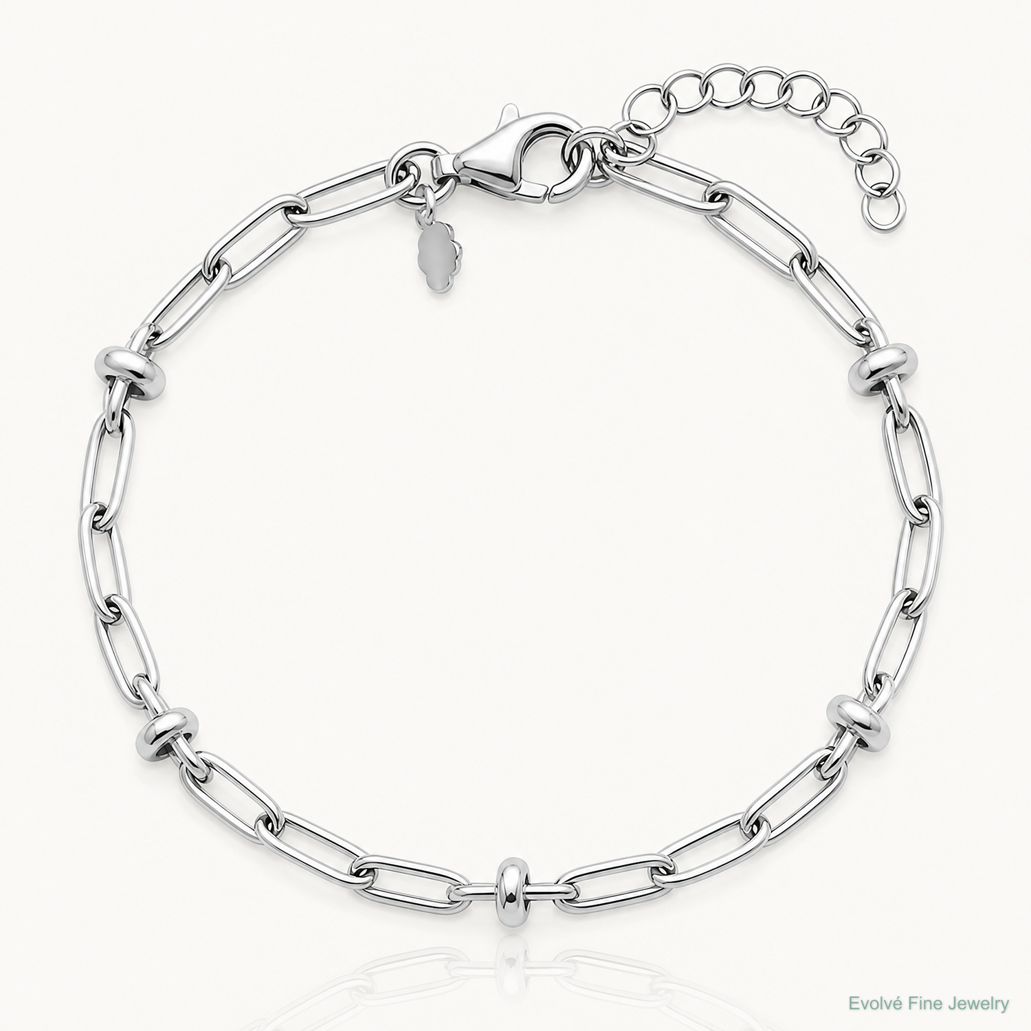 Leslie's Sterling Silver RH-plated Polished Fancy Link w/1in ext. Bracelet - Lifestyle View