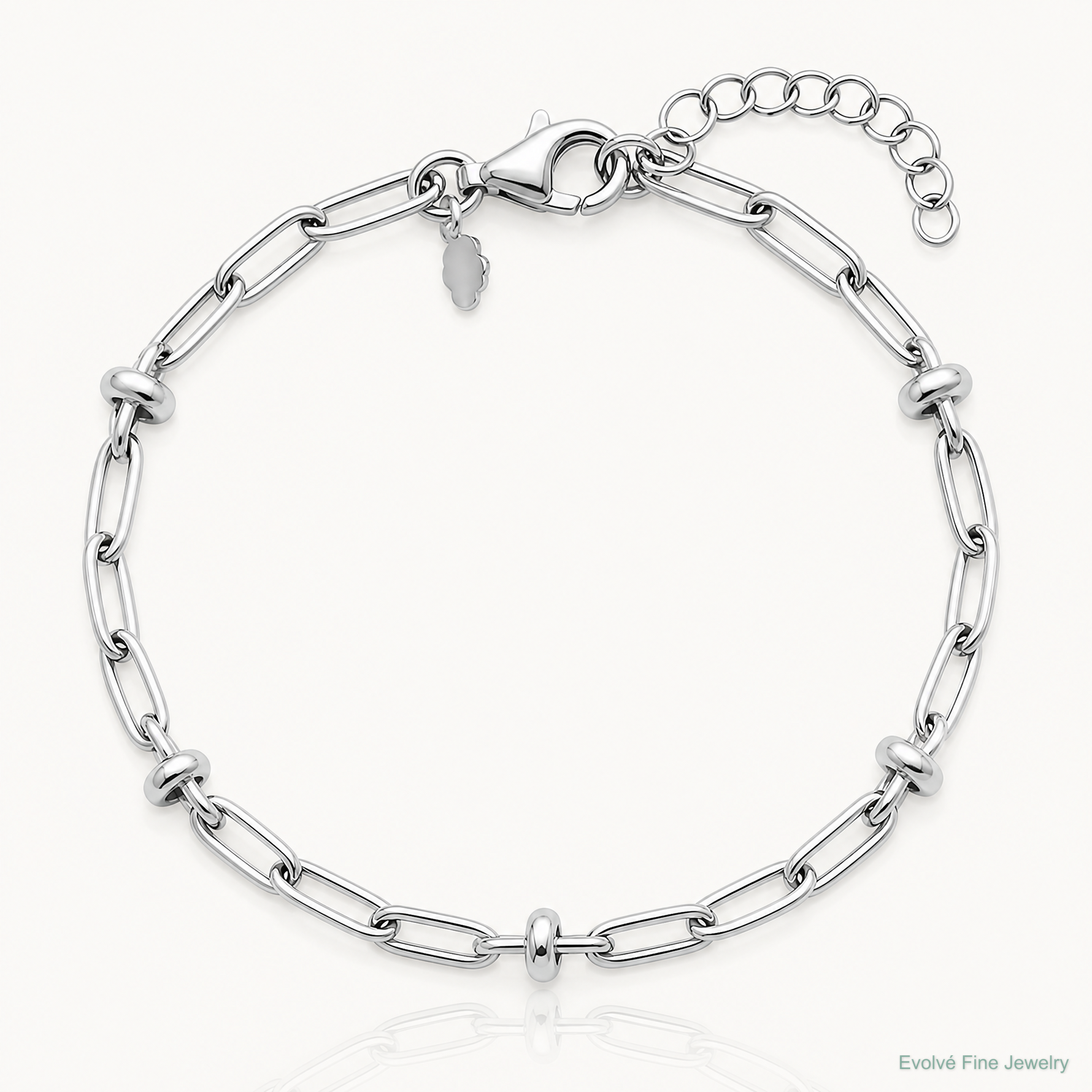 Leslie's Sterling Silver RH-plated Polished Fancy Link w/1in ext. Bracelet - Lifestyle View