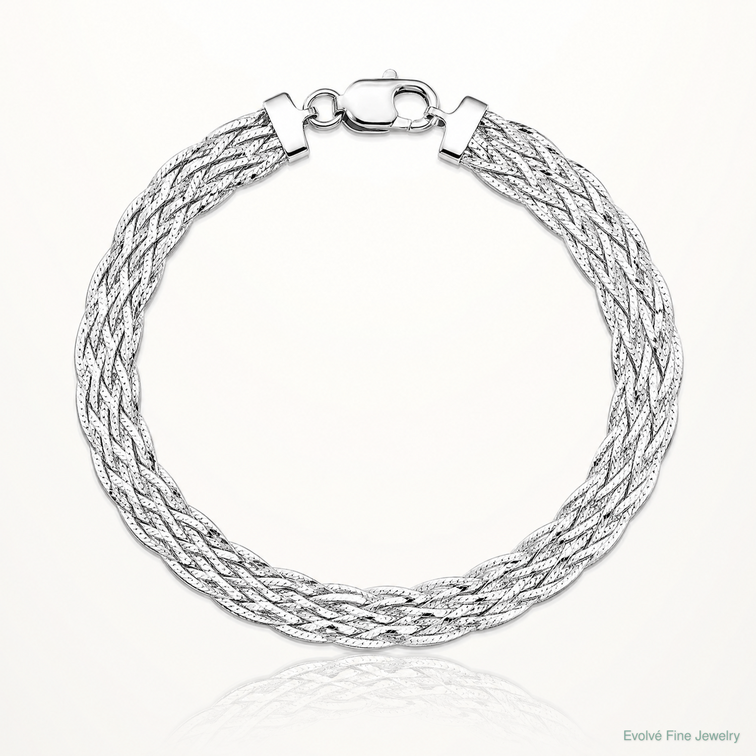 Leslie's Sterling Silver RH-plated Polished Braided Bracelet - Lifestyle View
