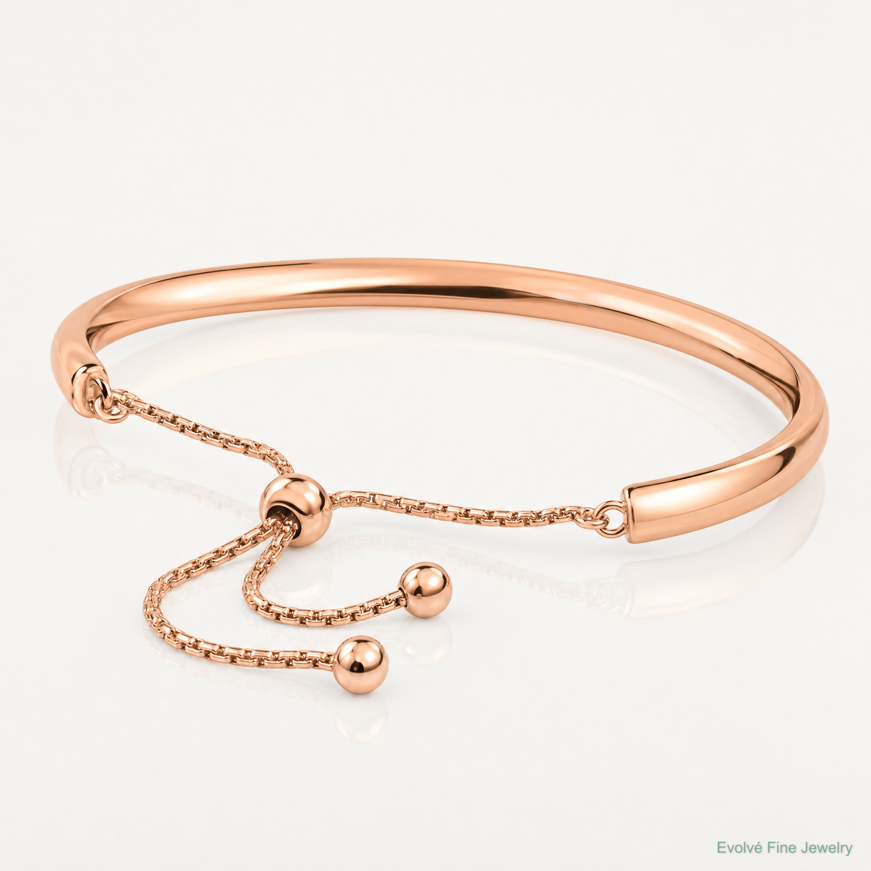 Leslie's Sterling Silver Rose Gold-plated Polished Adjust Bangle - Lifestyle View