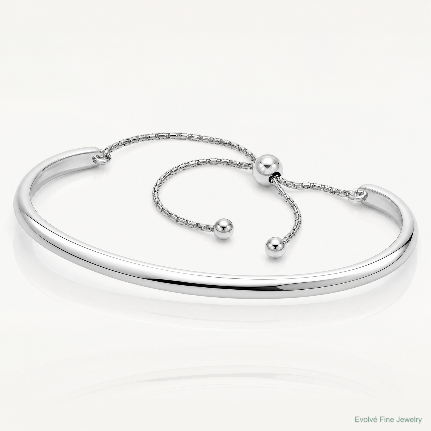 Leslie's Sterling Silver RH-plated Polished Adjustable Bangle - Lifestyle View