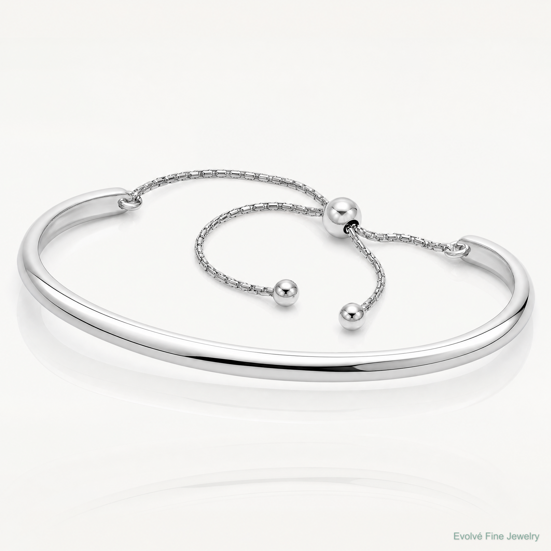 Leslie's Sterling Silver RH-plated Polished Adjustable Bangle - Lifestyle View