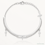 Leslie's Sterling Silver RH-plt Polished Crosses w/2in ext. Wrap Bracelet - Lifestyle View