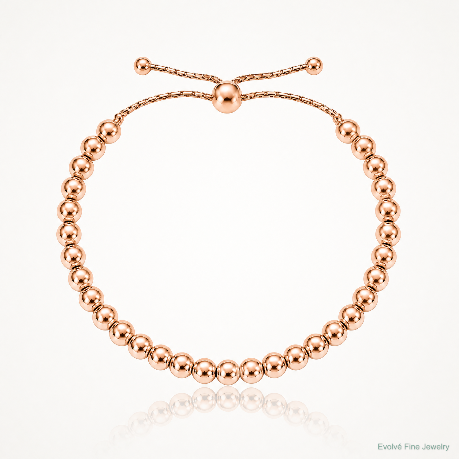 Leslie's Sterling Silver Rose-tone Polished Beaded Adjustable Bracelet - Lifestyle View