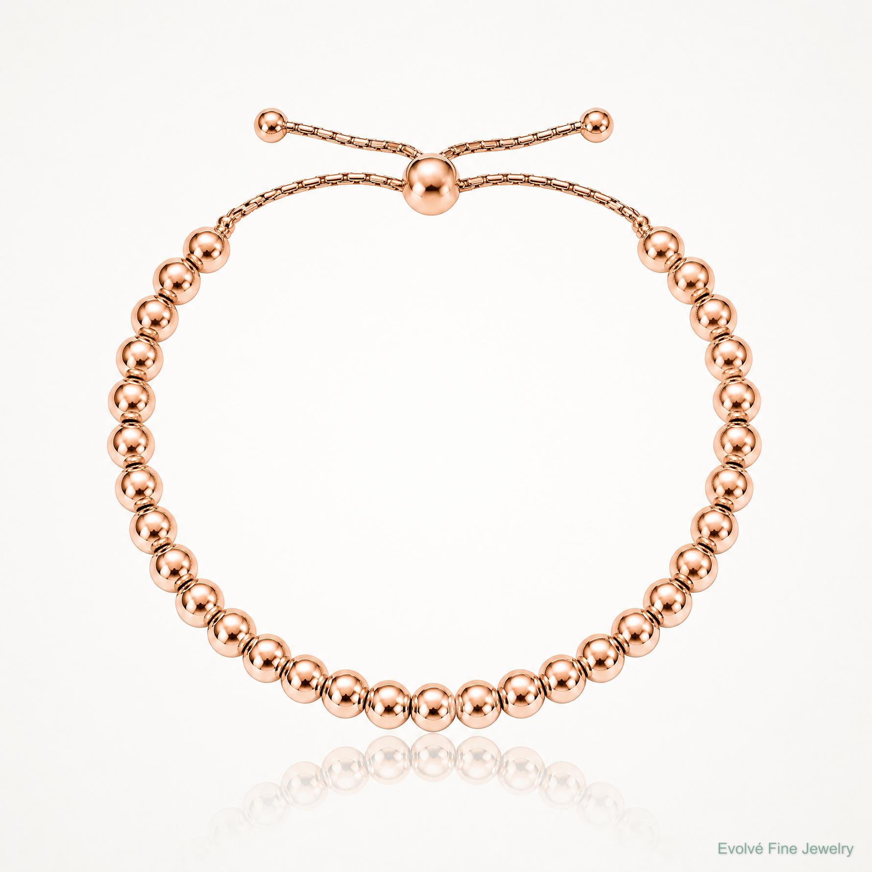 Leslie's Sterling Silver Rose-tone Polished Beaded Adjustable Bracelet - Lifestyle View