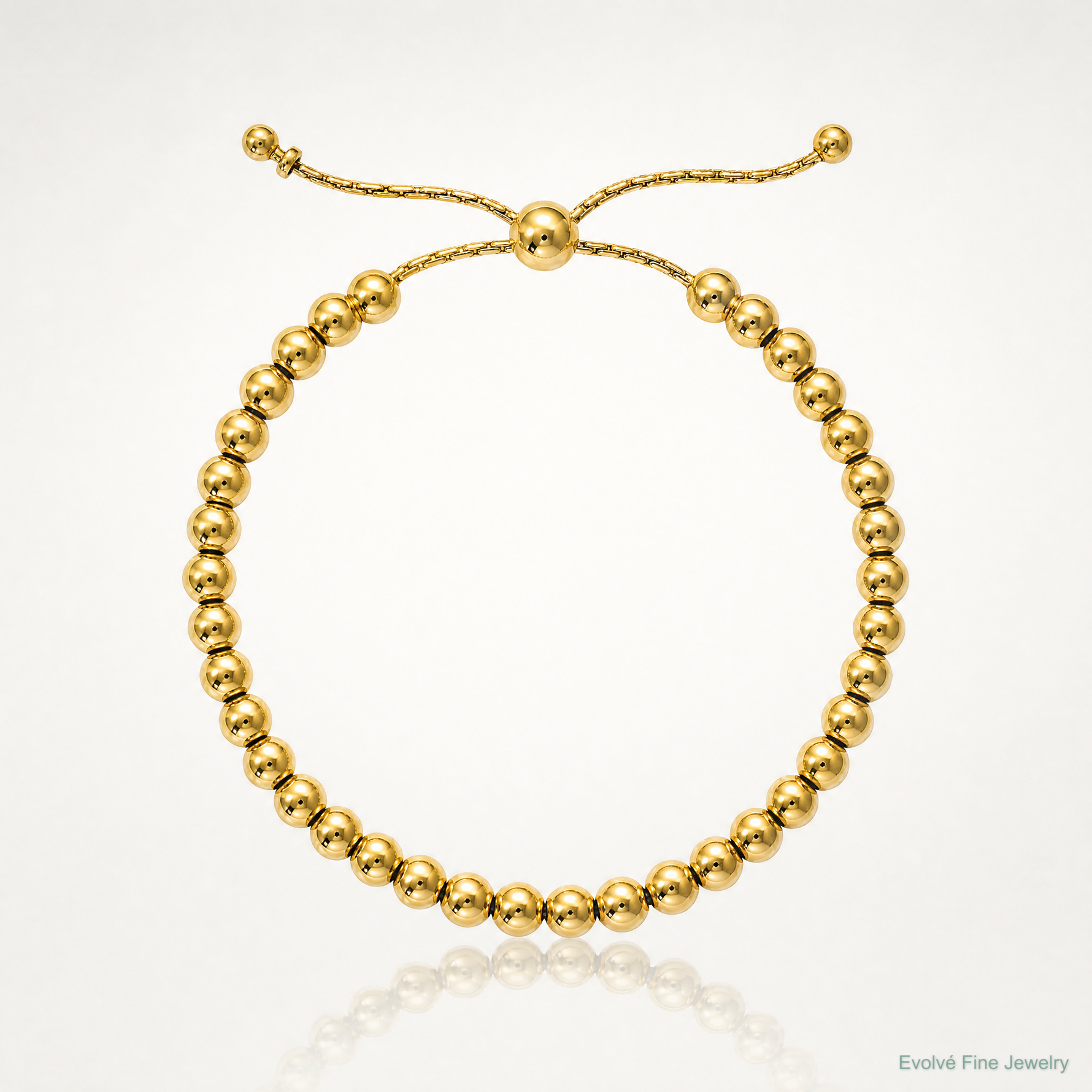Leslie's Sterling Silver Gold-tone Polished Beaded Adjustable Bracelet - Lifestyle View