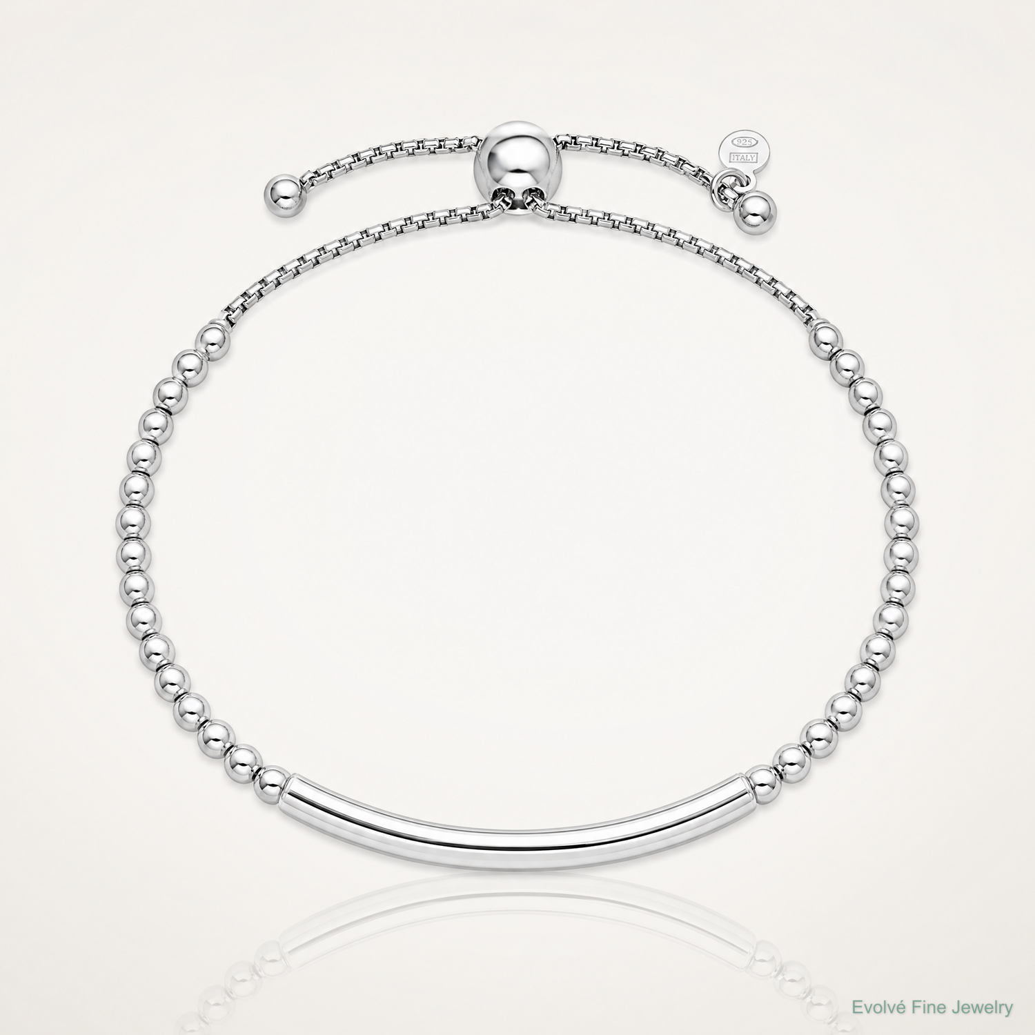 Leslie's Sterling Silver RH-plated Polished Beaded Adjustable Bracelet - Lifestyle View
